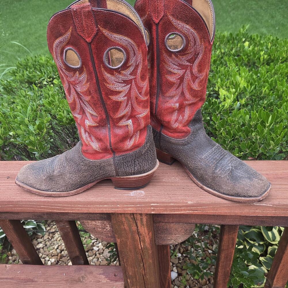 Nocona Red Dirt Country Concert Cowboy Boots USA Made Roughout Leather 9D